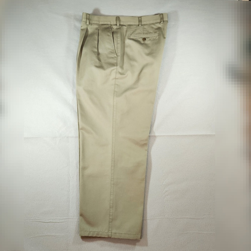 Men's Nordstrom's Chino Khaki Pleated 100% Cotton Casual Pants Size 42 x 32